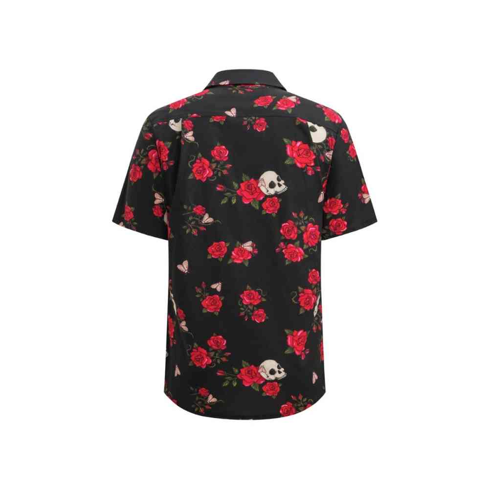 Jawbreaker - Skull And Rose Print Shirt Overhemd - Zwart